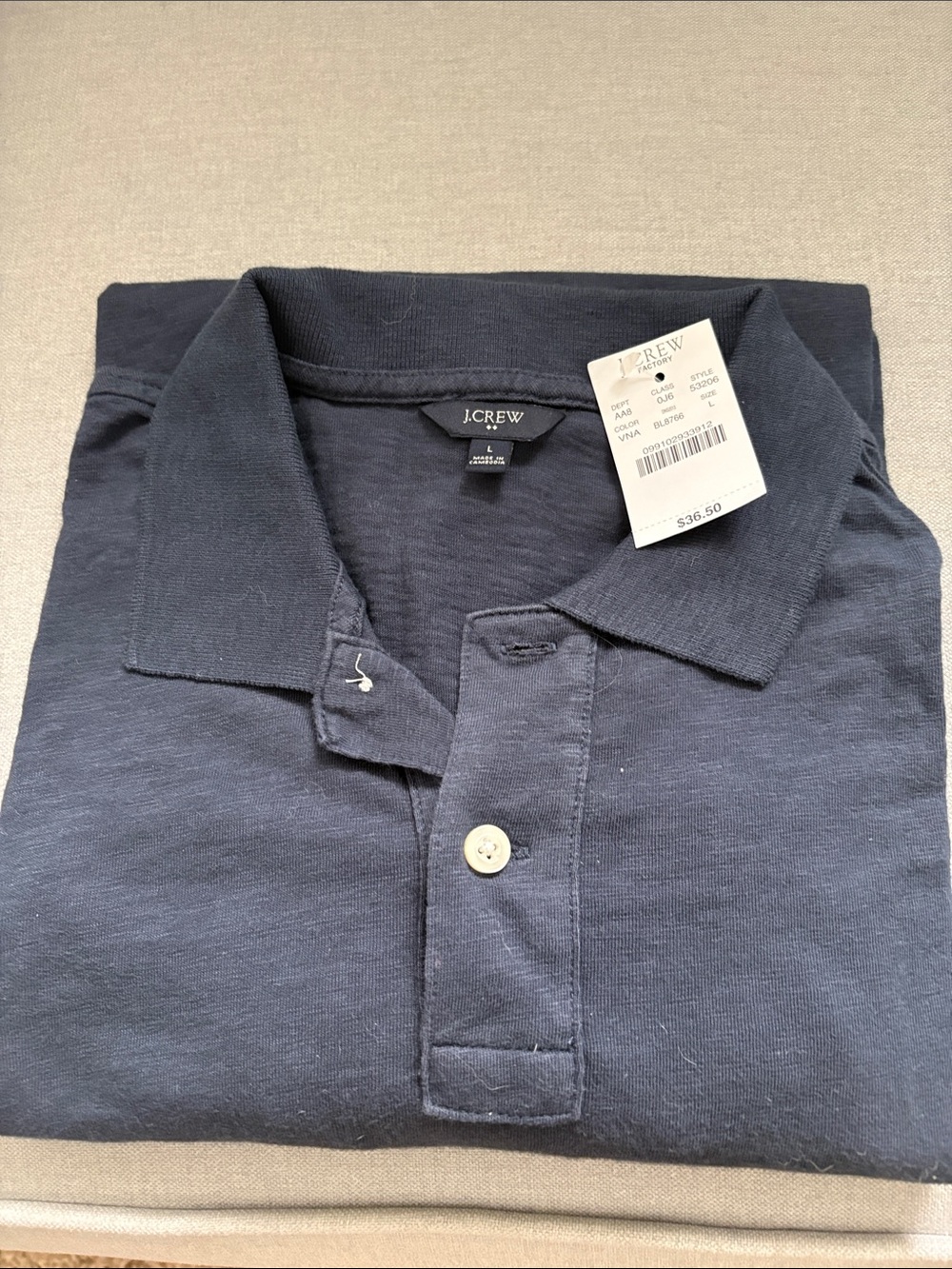 J. Crew Factory Men's Navy Blue Polo Shirt